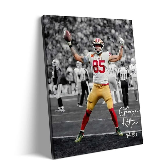 American Football Sports Canvas Wall Art George Kittle Framed Poster Wall Decor Print For Kids Teen Birthday Gifts Rugby Star Pictures for Living Room Bedroom Home Decoration