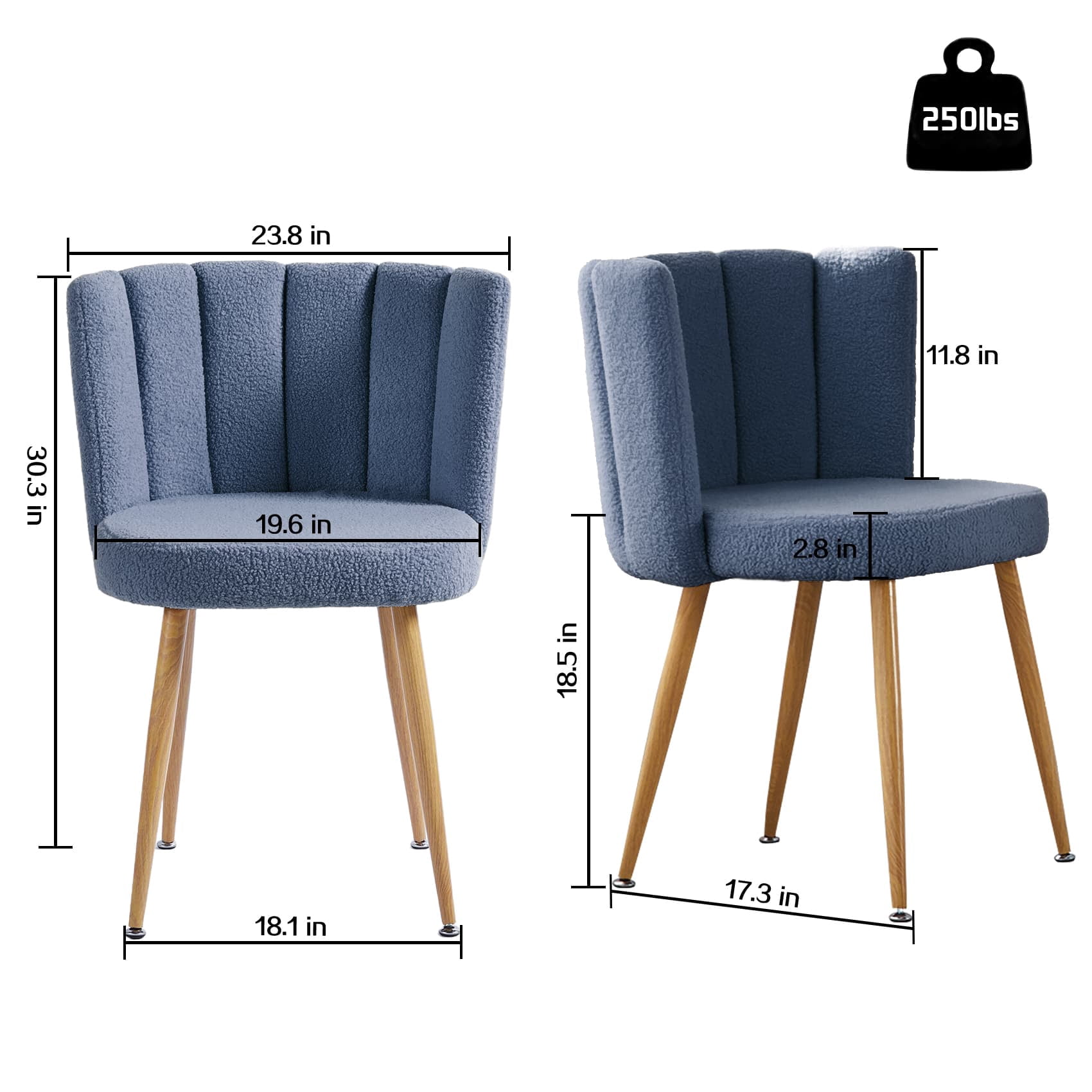 MAYEERTY Modern Blue Dining Chairs Set of 2 - For Dining/Living Room