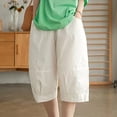 thumbnail image 2 of MDUKONU Women's Stylish Linen Shorts Breathable Below Knee Fade Resistant White XXL, 2 of 4