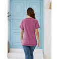 thumbnail image 5 of SHIBEVER Women Short Sleeve T Shirts Summer Casual Side Split Tunic Tops Dressy Loose Fit Ladies Tee Shirt Crewneck Blouse Wine Red S, 5 of 9