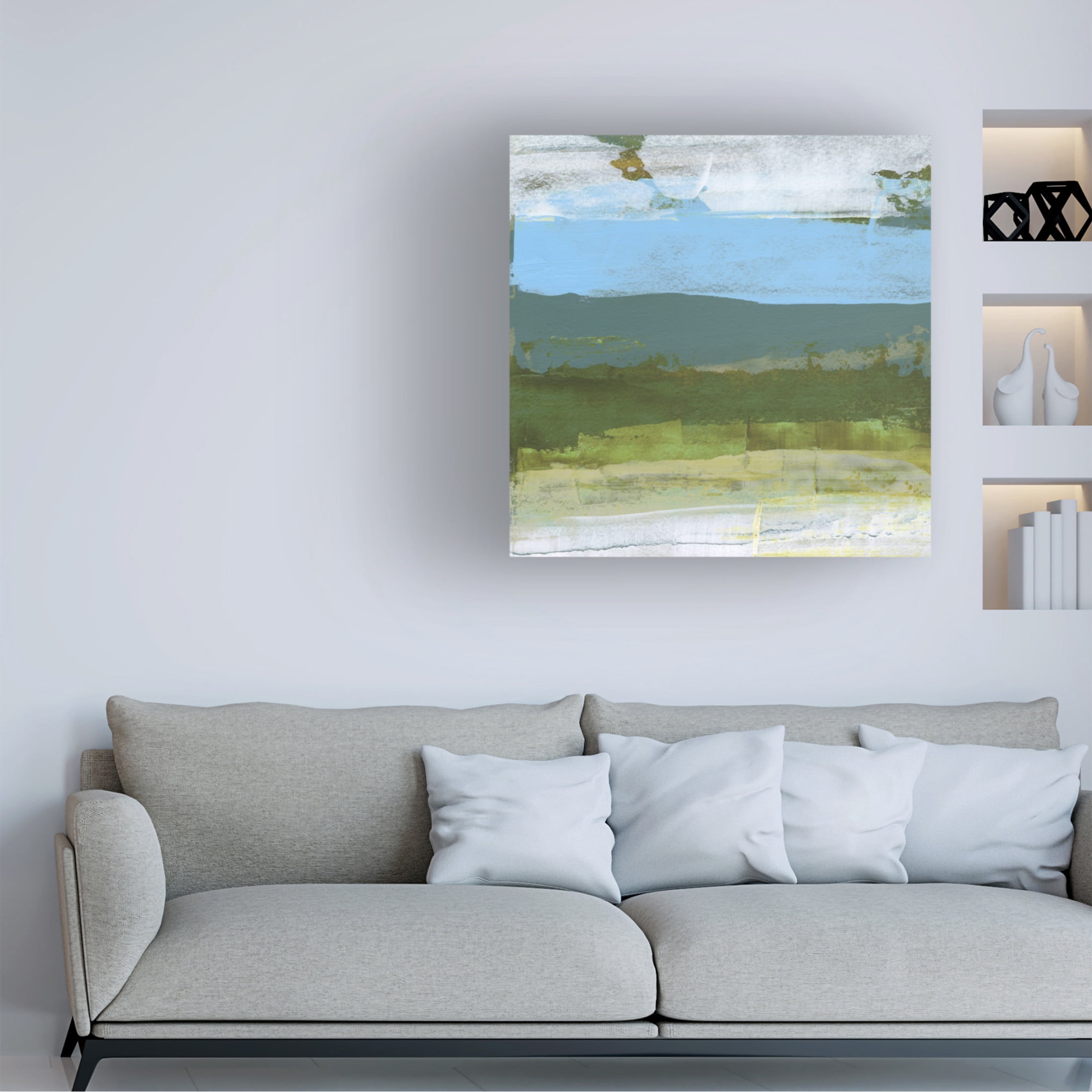 Trademark Fine Art Sharon Gordon  Green Abstract Fields II Canvas Wall Art