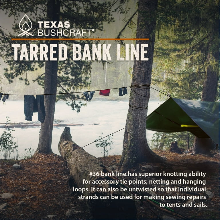 Texas Bushcraft Tarred Bank Line, Size: #36 - 1/4lb - 121ft, Black