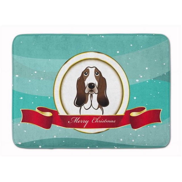 Carolines Treasures BB1553RUG Basset Hound Merry Christmas Machine Washable Memory Foam Mat