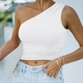thumbnail image 2 of JIAYUE Women's Tank Top One Shoulder Asymmetrical Neck Sleeveless Versatile Cozy Crop Solid Color Sexy Trendy Female Vest, 2 of 5