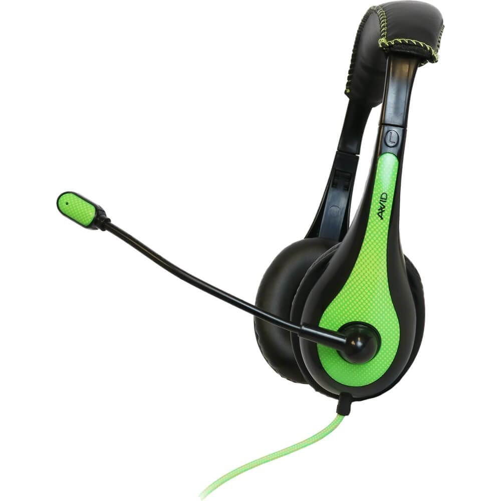 Avid AE36 Green OnEar Stereo Headphones with Boom Microphone (10Pack
