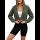 thumbnail image 3 of Sudadera con Capucha y Cremallera para Mujer, Cárdigan Corto, Sudadera con Capucha y Cordón, Top Informal de Larga. Verde XL, 3 of 10