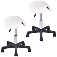 Gymax Set of 2 Adjustable Saddle Salon Stool Hydraulic Massage Chair Tattoo Facial Spa