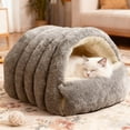 thumbnail image 4 of Large Monster Cat Bed With Removable Cushion Cozy Warm Cat Cave Semi-Closed Pet Sleeping House For Cats Small Dogs(Grey L-57X37X28cm), 4 of 6