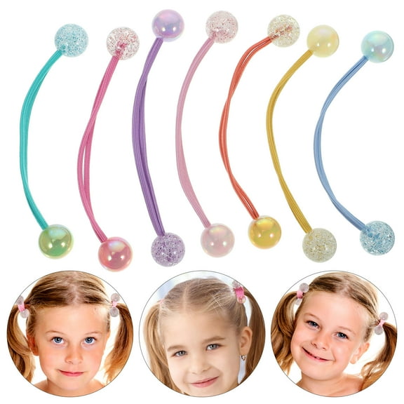 Raindrops Double Ball Hair Ties Elastic Ponytail Holder for Little Girl Decorative Assorted Color 14 pcs