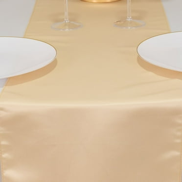 Efavormart Beige Lamour Satin Table Runner - 12"x108"