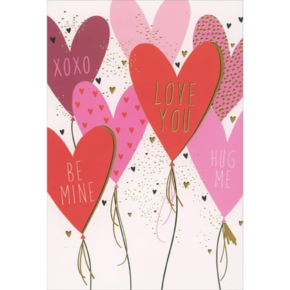 Pictura Be Mine, XOXO, Love You, Hug Me Heart Balloons Valentine's Day Card