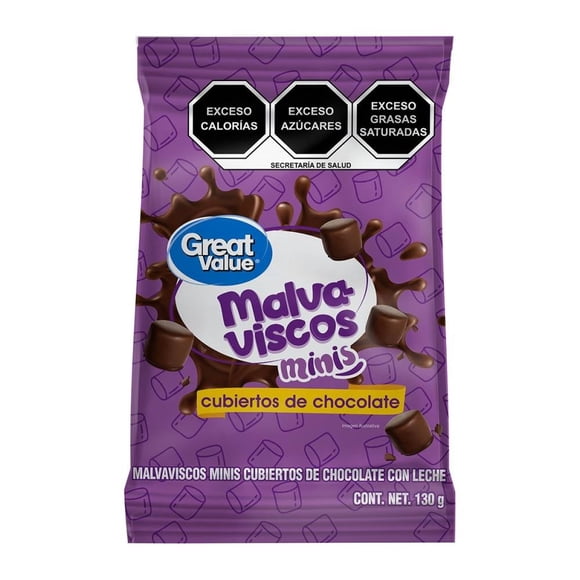 Malvaviscos Minis Great Value cubiertos de chocolate con leche 130 g
