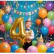 thumbnail image 3 of Globo número 4 dorado de 40 pulgadas para decoración de cuarto cumpleaños, 3 of 6