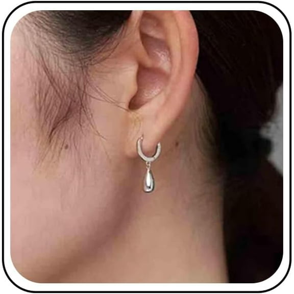 Vintage Tiny Teardrop Earrings Silver Waterdrop Leverback Earrings Small Droplet Dangle Earrings Petite Raindrop Earrings Jewelry for Women