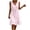 Pink, variant on Ahabrexf Womens Summer Ruffled Hem Dresses, Sleeveless V Neck Drawstring Waist Natural Fiber Linen Sundress for Casual Vacation Wear
