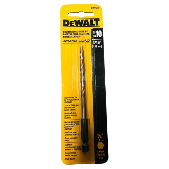DEWALT Countersink Drill Bit Replacement - #10, 3/16 Inch, Steel, Straight Shank