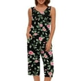 thumbnail image 3 of RQYYD Womens Tank Top Capris Outfits Workout Lounge Pajamas Set Loose Casual Sleeveless Shirts Cropped Pants with Pockets, 3 of 7