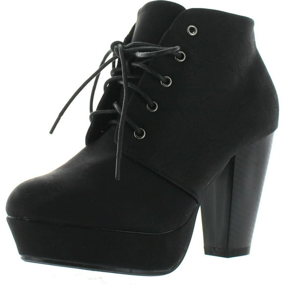 BELLA MARIE GOLDIE-11 Women's Fashion High Chunky Heel Platform Lace Up Booties