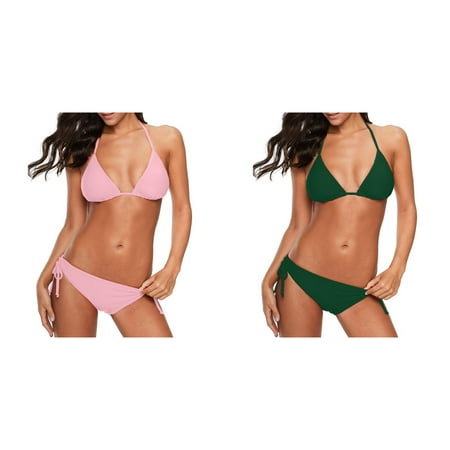 2-Pack Women Bandeau Bandage Bikini Set Push Up Brazilian Swimwear Beachwear Swimsuit New Bikinis Women s Bikini Panties Thong Bikinis plus Size Bikini Swimsuit for Women String Bikini Underwear for