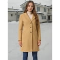 thumbnail image 2 of DARING DIVA Women's Single Breasted Peacoat Winter Notched Lapel Overcoat Khaki S, 2 of 7