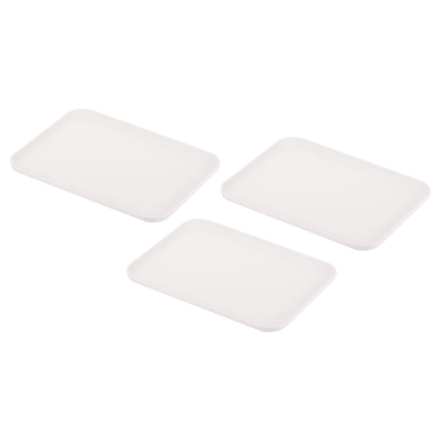 Unique Bargains 12x9' Fast Food Tray, 3 Pack PP Plastic Reusable Multi-Purpose Non-Slip Serving Tray White