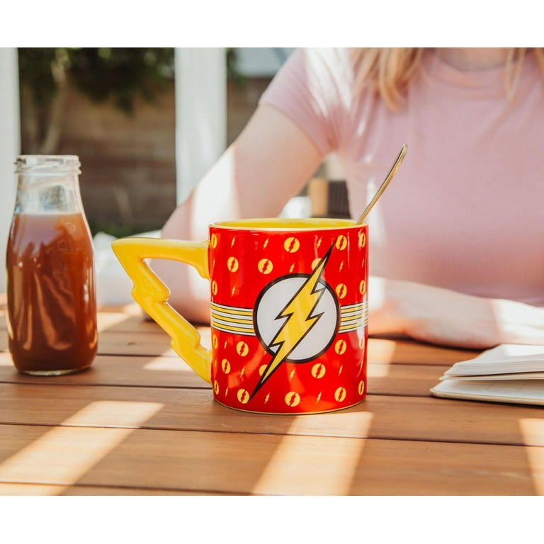DC Comics The Flash Logo Ceramic Mug With Lightning Bolt Handle | Holds 20  Ounce