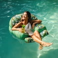 thumbnail image 5 of Big Joe Lazy Lounger No Inflation Needed Pool Float with Headrest and Footrest, Tropical Palm Green Double Sided Mesh, Quick Draining Fabric, 3.5 feet Lounger, 5 of 9