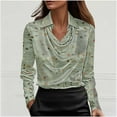 thumbnail image 3 of Women's Tops Dressy 2026 Trendy Satin Tops Cowl Neck Shirts Long Sleeve Teacher Clothes Office Business Outfits, 3 of 5
