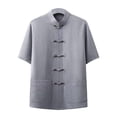 thumbnail image 2 of Fengqque Men's Loose and Comfortable Short Sleeve Stand Up Collar Fashion Summer Solid Color Casual Top Gray S(S), 2 of 3