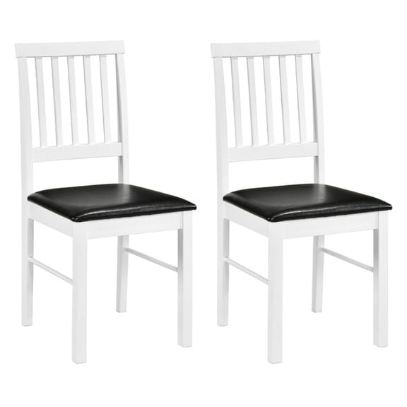 Furnibear Upholstered Dining Chairs Set of 2 with Mid Century Curved Backrest and Rubber Wood Legs for Kitchen and Dining Room, White
