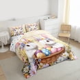thumbnail image 4 of Feelyou Kawaii Rabbit Bunnies Bedding Comforter Set, Cartoon Eggs Twin Comforter Sets, Happy Western Easter Reversible Bedding Set, Ultra Soft Bedroom Decor, 2pcs, 4 of 9