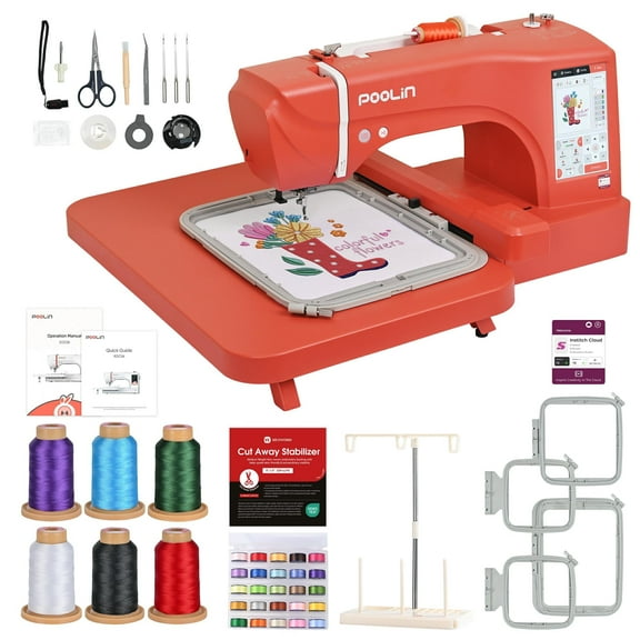 Poolin EOC06RE Embroidery Machine 7.9x11" Large Area, 7" Touch Screen, Wifi Connectivity with embroidery Kit - Christmas Special Edition