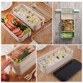 thumbnail image 2 of 2X Japanese Lunch Box Bento Box , 3-In-1 Compartment, Wheat Straw, Eco-Friendly Bento Lunch Box Beige, 2 of 3