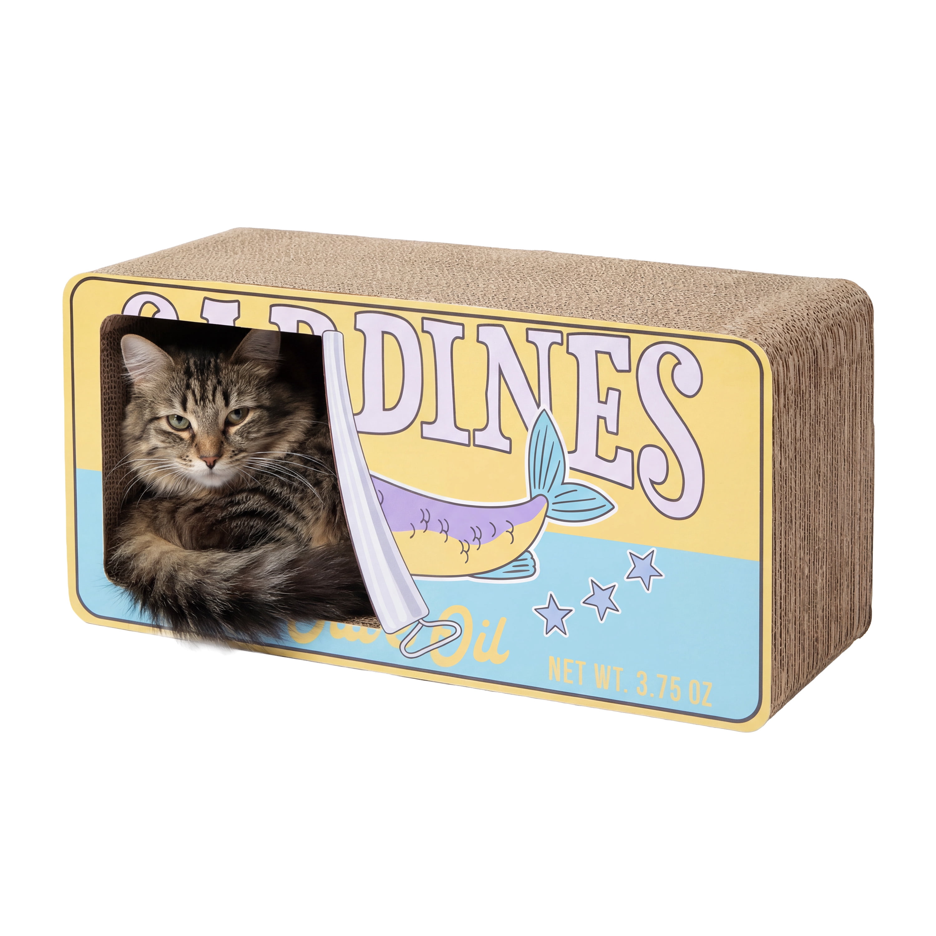Kitty City Corrugated Cardboard Sardine Can Indoor Cat Scratching House, Multicolored, One Size