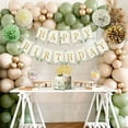 thumbnail image 5 of Sage Green Birthday Party Decorations with Happy Birthday Banner, Gold Fringe Curtain, Tissue Pompoms for Girls Women Birthday Decor, 5 of 7