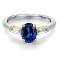 thumbnail image 3 of Gem Stone King 10K Two Tone Gold Blue Created Sapphire and Lab Grown Diamond Engagement Ring for Women | 1.90 Cttw | Oval 8X6MM | Gemstone September Birthstone | Size 7, 3 of 6