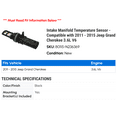 thumbnail image 2 of Intake Manifold Temperature Sensor - Compatible with 2011 - 2015 Jeep Grand Cherokee 3.6L V6 2012 2013 2014, 2 of 2