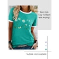 thumbnail image 4 of Xuanfei Women Daisy Print Contrast Color Trim Crew Neck Short Sleeve T-Shirt, 4 of 6
