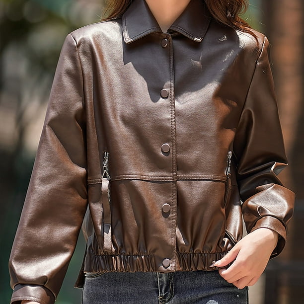 Chaquetas y abrigos de piel sintética de manga larga sin capucha - Main Image