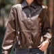 thumbnail image 1 of Chaquetas y abrigos de piel sintética de manga larga sin capucha para mujer - Abrigo informal de manga larga estilo traje chaqueta de piel para mujer, 1 of 7
