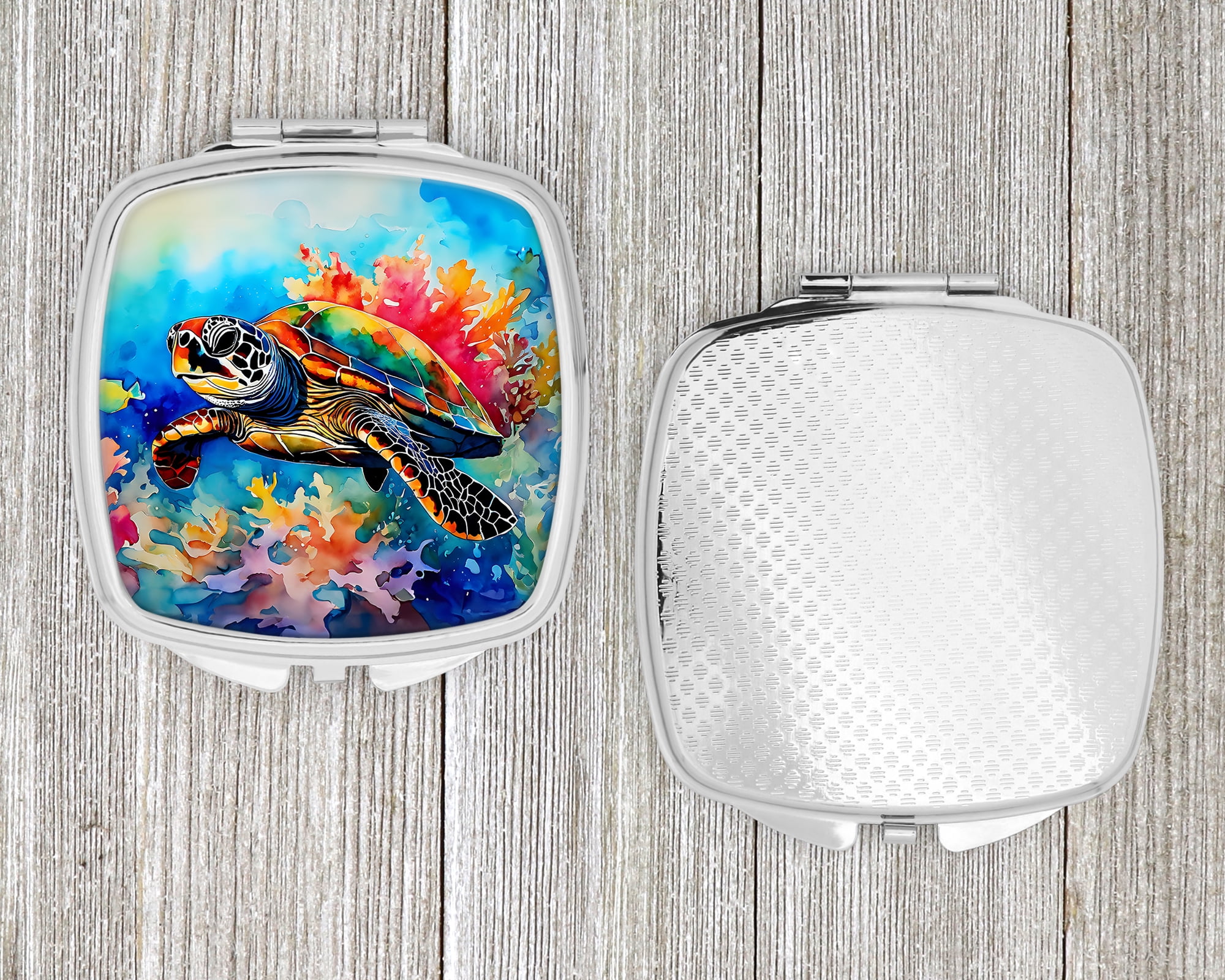 Loggerhead Sea Turtle Compact Mirror 2.75 in x 3 in