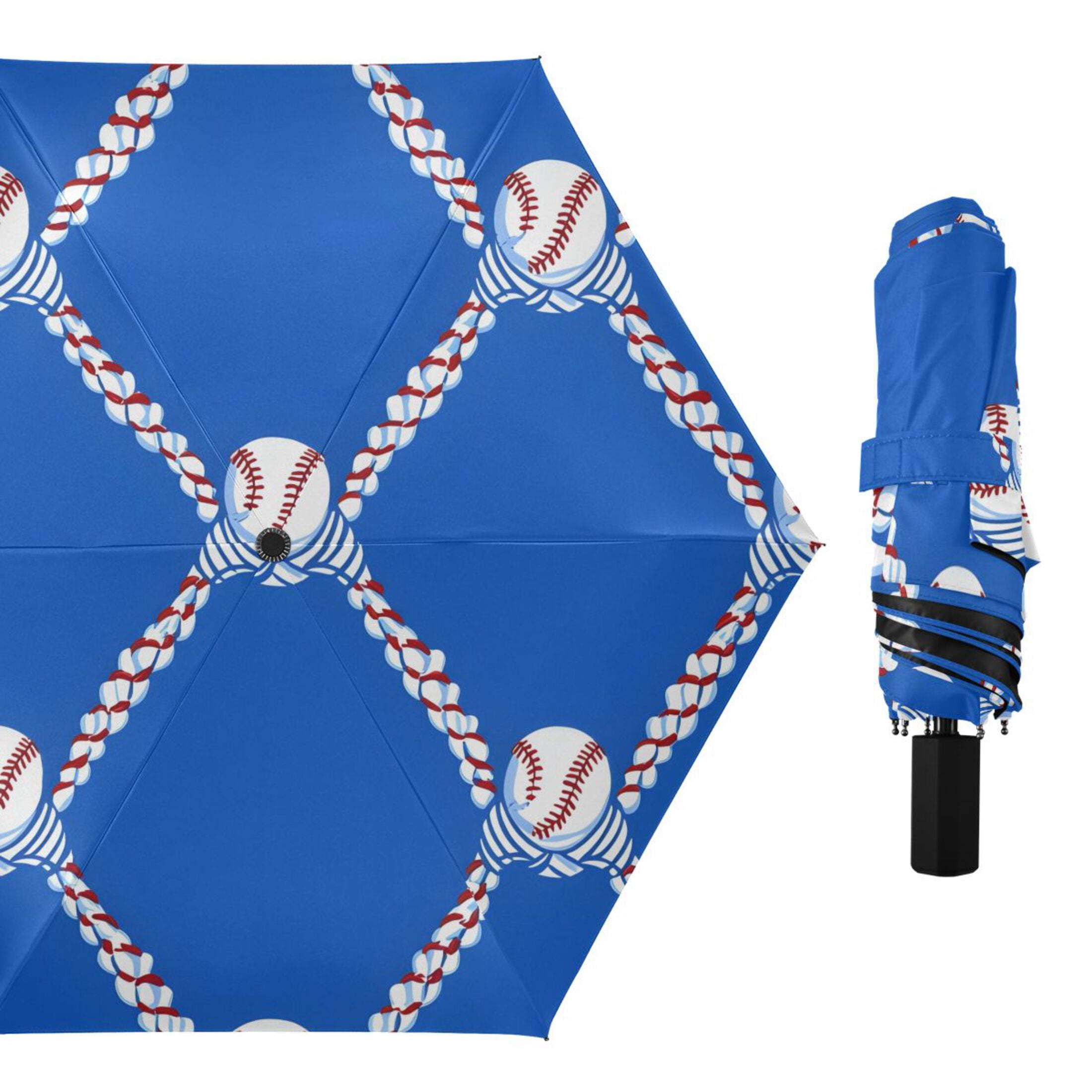 ALAZA Baseball UPF 50+ Compact Folding Umbrella for Rain Travel Umbrella Packable