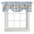 thumbnail image 2 of Blue Coastal Tie Up Valances Curtain, Adjustable Kitchen Eucalyptus Leaves Starfish Shells Retro Summer Valances for Windows Decor, Rod Pocket Short Curtains Set for Bedroom/Bathroom, 54"x18", 2 of 9