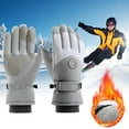 thumbnail image 2 of Men's and Women's Ski Gloves, Thermal Plush Lined Winter Gloves, Waterproof Windproof Cold Proof Gloves, Thickened Outdoor Riding Gloves for Motorcycle and Snow Sports Beige, 2 of 4