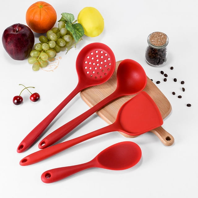 VIFERR 4Pcs Set Silicone Spoon Spatula Set Non-Stick Baking Cooking Tools Home Kitchen Accessories