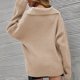 thumbnail image 4 of Mujeres De Punto Top Cuello En V Manga Larga Color Puro Engrosado Transpirable Suelto Jersey Suéter Albaricoque S, 4 of 6