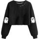 thumbnail image 1 of Ailaofu Women's Ghost Skull Crop Sweatshirt Fall Halloween Lantern Long Sleeve Pullover Spooky Season Sweatshirt, 1 of 2