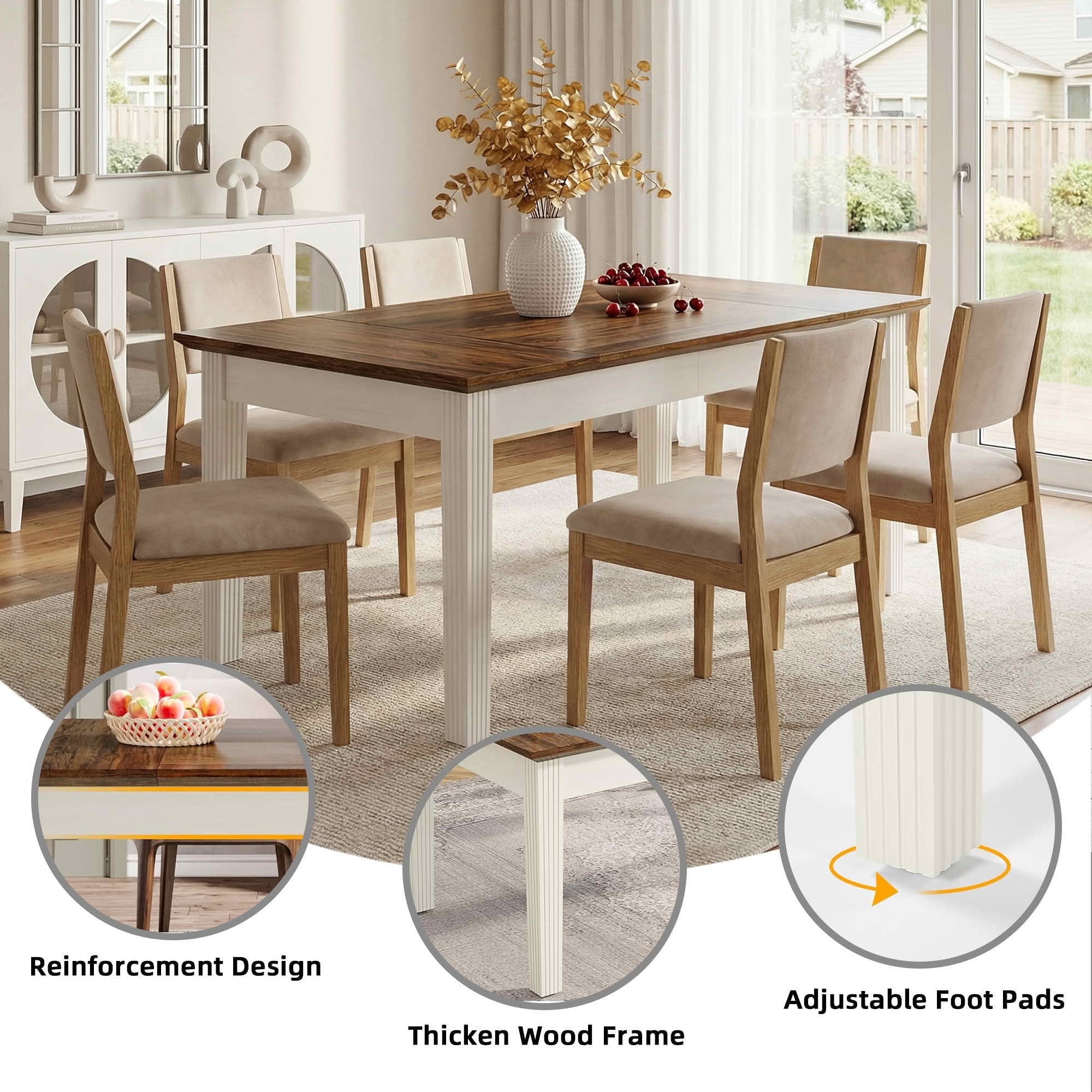 MAYEERTY 63" Wood Grain Dining Table, Easy Assembly Multi-Use Home Office Desk