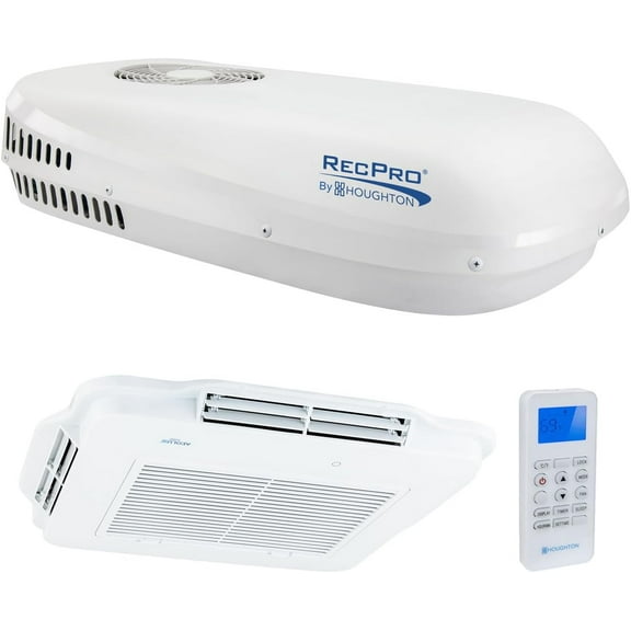 RecPro RV 48V Air Conditioner Non-Ducted Low Profile | With Heat Pump for Heating or Cooling | RV AC Unit (White, 13.5K BTU)