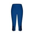 thumbnail image 4 of Stamzod Women's Leggings Summer Solid Color High Waisted Capri Leggings Casual Slim Fitting Plus Size Yoga Capri Pants for Women Blue C M, 4 of 7